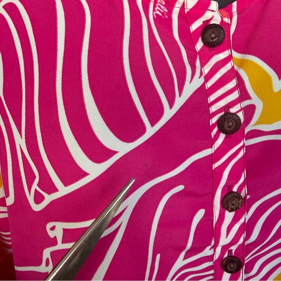 Manuhealii women’s tunic blouse top polyester size Medium 4 button pullover - Picture 4 of 5